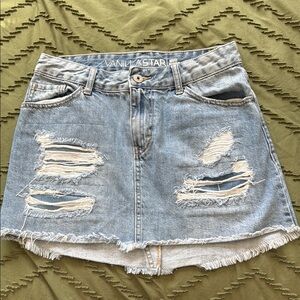 Vanilla Star Blue Mini Skirt Casual Distressed
